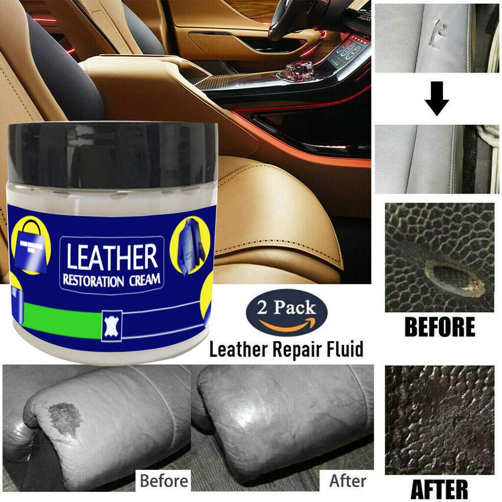 Dinglong 2Pack Leather Vinyl Repair Kit Auto Car Leather Seat Repair Cream Sofa Coats Holes Scratch Cracks Rips Liquid Leather Repair Tool Restore Care Polish