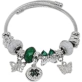 QMWKVNC Charm Bracelets for Womens,Exquisite Cute Cartoon Friendship Silver Bracelets Stainless Steel Bangle, Womens Jewelry Suitable for Holiday Gifts and Birthday Gifts