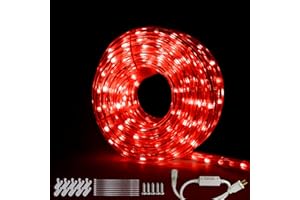 beatineon 33FT Rope Lights Outdoor with Remote,Cuttable Connectable, 300LEDs Strip Lights with Adjustable Brightness Waterproof with Plug for Patio, Christmas Decoration (Red)