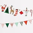 Meri Meri Christmas Classic Characters Christmas Garland for Decoration (Pack of 1), 9' Strand with Excess Cord, 2 Strands, 3D Honeycomb, Reusable Hanging Christmas Decoration