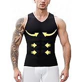 ZINMETER Mens Compression Shirt Tummy Control Shapewear for Gynecomastia Hide Belly Slimming Breathable Undershirt