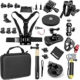 Hauyapie Action Camera Accessories Kit Bundle YP08 | Sports Camera Accessory Set for GoPro Hero 13 12 11 10 9 Black, Go Pro MAX/MISSION/LIT HERO, DJI Osmo Action, Insta360