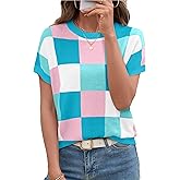 Magritta Summer Sweaters for Women Lightweight Cap Sleeve Tops Dressy Loose Fit Shirts Crew Neck Crochet Outfits