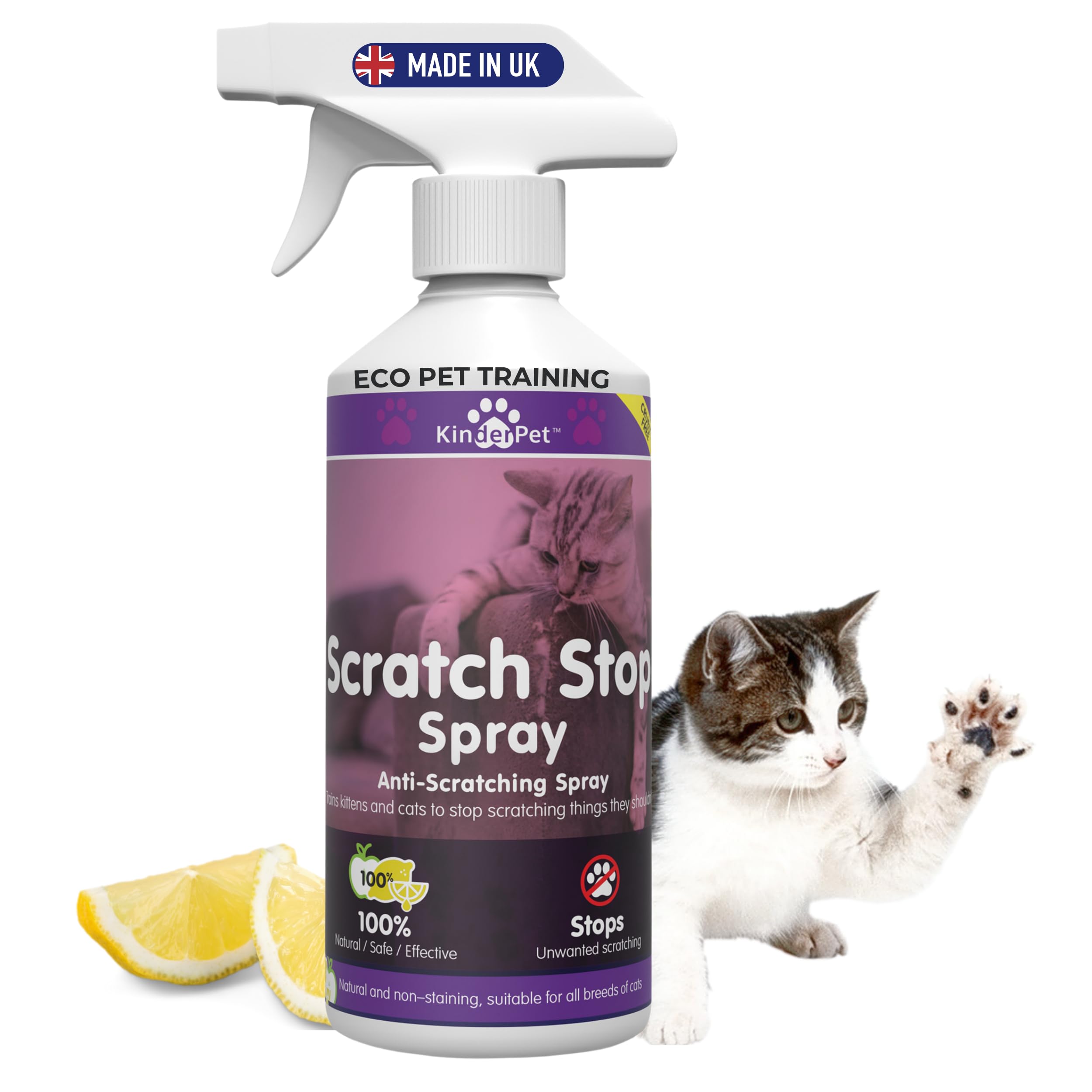 KinderPet® Eco Anti Cat Scratch Deterrent Spray Protect Furniture Stop Cats‌ Kittens Scratching Doors Carpets Walls Cruelty Free‌ Pet Safe 500ml