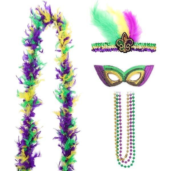 Mardi Gras Costumes Fumwase 5Pcs Mardi Gras Costume Accessory Set Mardi Gras Mardi Gras Outfits