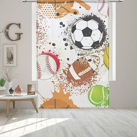 Amazon Soresore ソレソレ レースカーテン サッカー 野球 バスケットボール 白 ホワイト テニス Uvカット 小窓用カーテン 遮光 遮熱 ミラーレースカーテン 断熱 出窓レースカーテン カーテン ドアカーテン ミラーカーテン 目隠し おしゃれ かわいい 幅140cmｘ198cm 1枚
