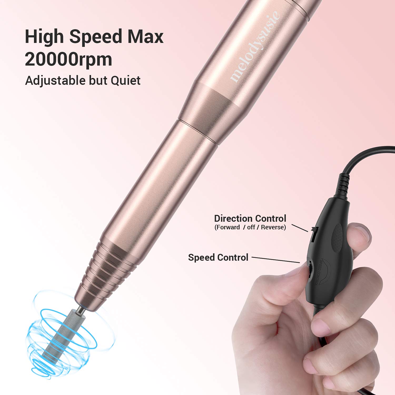 MelodySusie Electric Nail Drill 11 in 1 Set, Portable E-file Nail Kit for Acrylic Gel Nails, Professional Nail Drill Machine Manicure Pedicure Polishing Shape Tools with Everything, Home Salon Use: Beauty