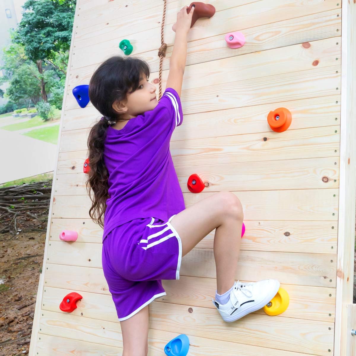 SEKKVY 25 Rock Wall Climbing Holds for Kids, Climbing Rocks for Indoor Outdoor Play Set, Rock Wall Hand Holds Kit with 2 Inch Mounting Hardware: Sports & Outdoors