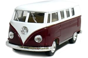 KiNSMART 1962 Volkswagen Classic Bus 1:32 Scale 5" Die Cast Metal Model Toy Van Pullback Acation (Maroon)