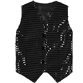 KKmeter Boys Girls Sequin Waistcoat Sleeveless Hip-hop Jazz Dance Stage Performance Costume Vest Tops