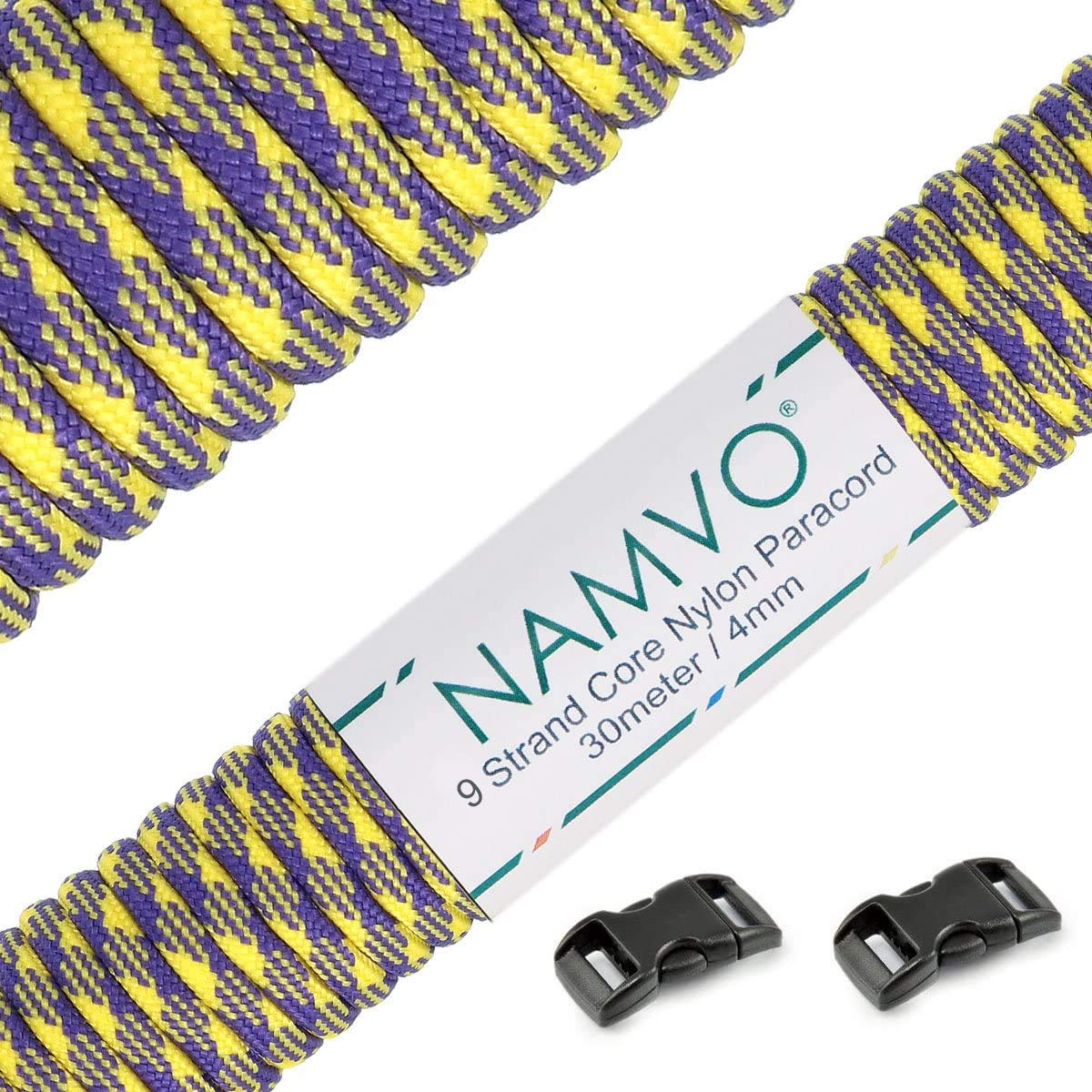 Namvo 100 Feet, 9 Inner Strands, Strong Breaking Strength, 4mm Diameter 550 Paracord Mil Spec Type III Nylon Parachute Cord