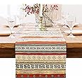 BOXAN Antique Southwestern Native Design Table Runner Cloth, Boho Cotton Geometric Striped Pattern Tribal Table Cover for Farmhouse Home Dinning Living Room Western Style Party Decor, 12 x 72 inch