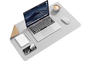 Crenovo Natural Cork Mouse Pad, Desk Mat, Desk Pad, PU Leather Desk Mat On Top of Desk, Desk Pad for Keyboard and Mouse Writing Mat for Office and Home (Light Grey & Natural Cork, 23.6" x 13.7")