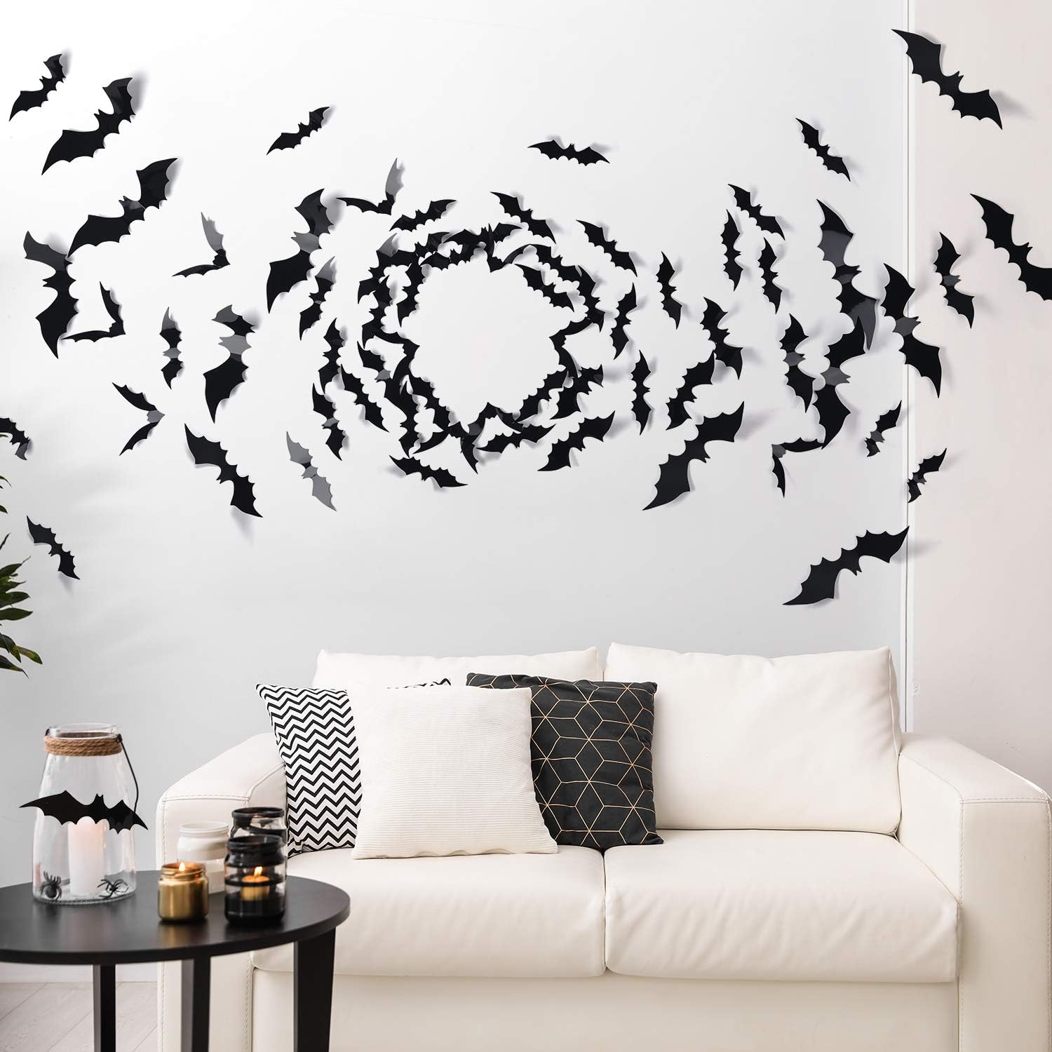 Coogam 60PCS Halloween 3D Bats Decoration 2020 Upgraded, 4 Different Sizes Realistic PVC Scary Black Bat Sticker for Home Decor DIY Wall Decal Bathroom Indoor Hallowmas Party Supplies: Toys & Games
