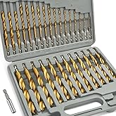 COMOWARE Titanium Impact Drill Bit Set - 30 Pcs Hex Shank HSS, Quick Change Design, 1/16"-1/2"