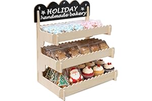 3-Tier Cookie Display Stand - Wooden Cookie Stand with Chalkboard Sign for Market Booths, Craft Fairs & Events - Tiered Cooki