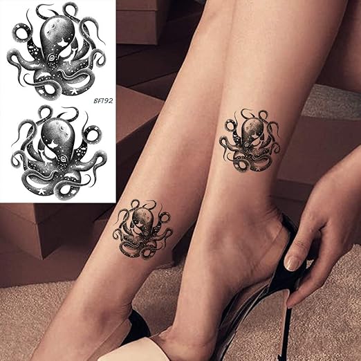 Tzxdbh 5pcs Noir Petit Poulpe Calmar Tatouage Imperméable