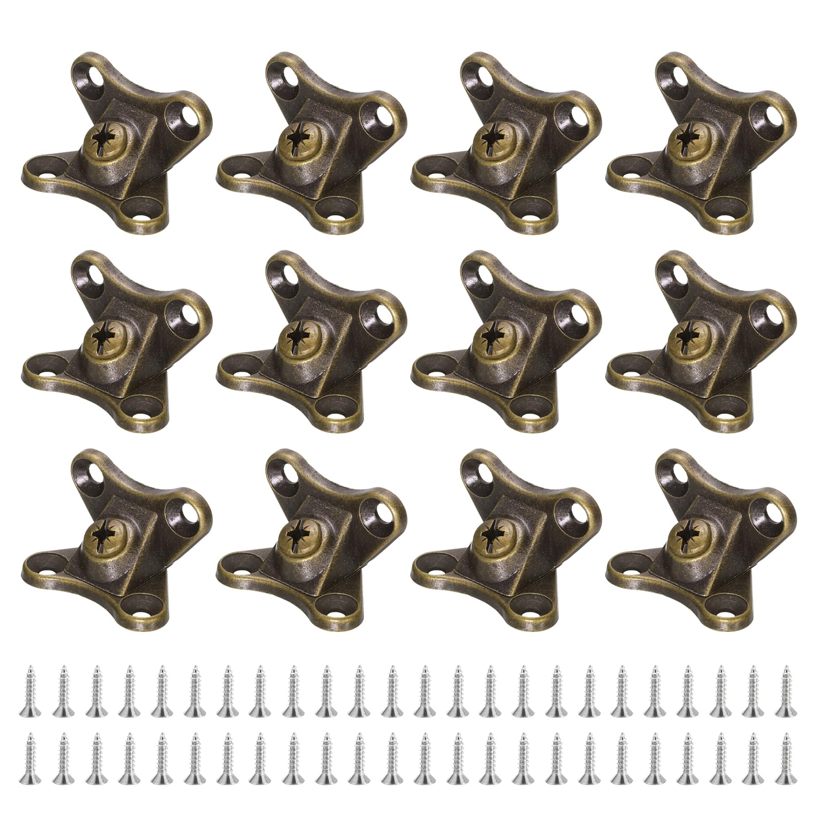 uxcell 12Pcs Removable Corner Brace, Metal Butterfly L Brackets Right Angle Support with Screws for Shelves, Cabinets, Wood Furniture (Bronze)