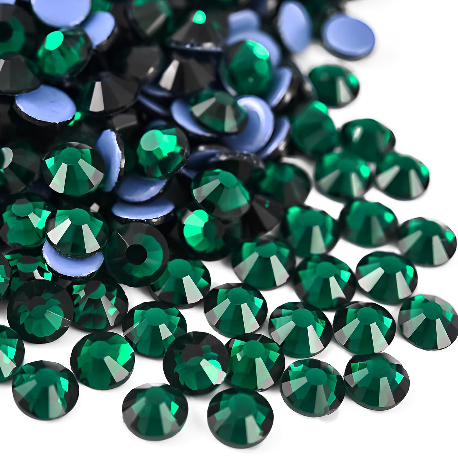 Jollin 2880pcs Hotfix Crystal Flatback Rhinestones Glass Diamantes Gems for Crafting Art Crafts Decorations Clothes Shoes 4.8mm SS20 Dark Green