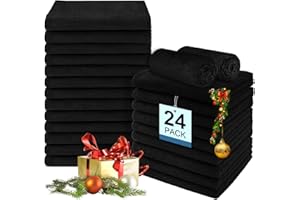 UNIMADE 24 Pack Salon Towels - Highly Absorbent and Quick Drying Hand Towels, Premium Wash Cloths for Bathroom, Gym, Shower, Hotel, and Spa - 16x27 inch (Black)