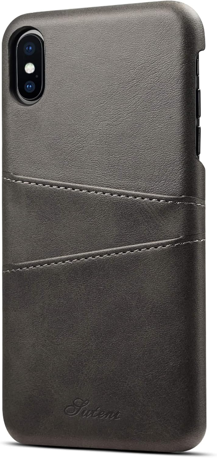 Amazon Com Iphone Xs Max Card Case Xrpow Synthetic Leather Wallet Case With Slim Professional Executive Snap On Cover With 2 Card Holder Slots For Iphone Xs Max 6 5inch Black