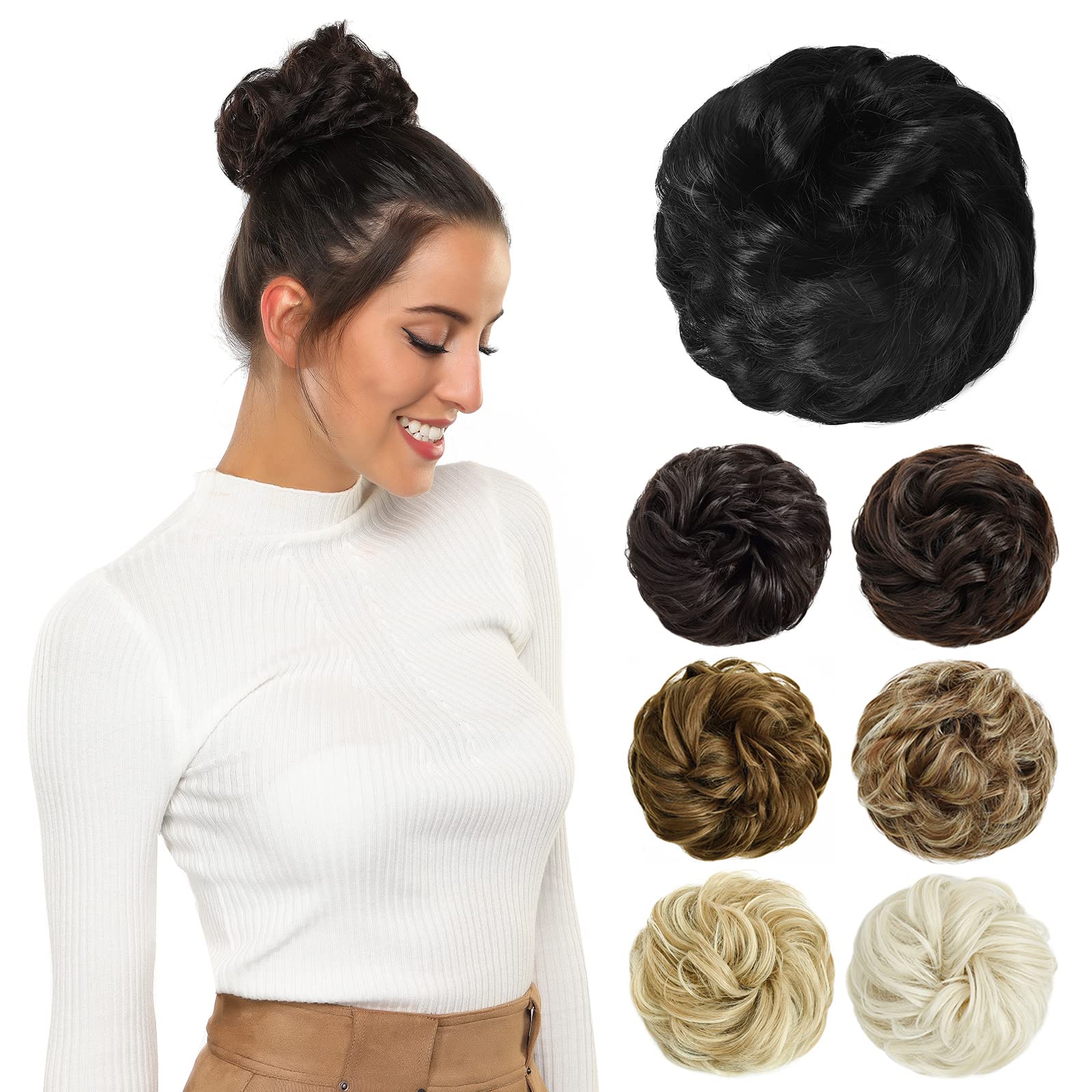 Yamel Messy Bun Hair Pieces for Women Hair Bun Extension Jet Black Updo Curly Messy Bun Scrunchie — image 1