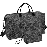 XUWU Gothic Skull Quilted Travel Bags Weekender Duffle Bags | With Toiletry Bag Carry on Overnight Duffels Yoga Gym Bag for Airplanes Business Sports