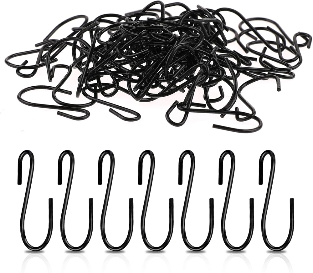 Mozeat Lens 60pcs Black S Hooks 1 Inch Mini Iron Hanging Hooks for Crafts