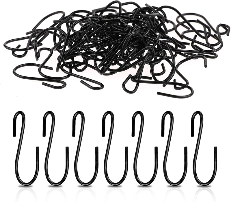 Mozeat Lens 60pcs Black S Hooks 1 Inch Mini Iron Hanging Hooks for Crafts