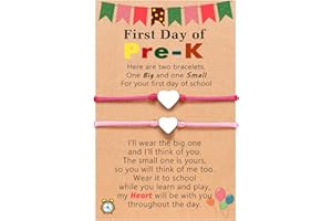 UNGENT THEM Back to School Mommy and Me Bracelet Matching Heart Wish Bracelet Set for 2 First Day of School Gifts for Boys Girls