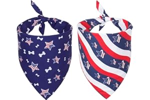 PTDECOR American US Flag Dog Bandana 4th of July Dog Bandanas Reversible Triangle Bibs Scarf for Medium and Large Dogs (Style 2, Large)