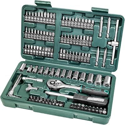Mannesmann 130 Piece Socket and Bit Set with Reversible Ratchet Handle