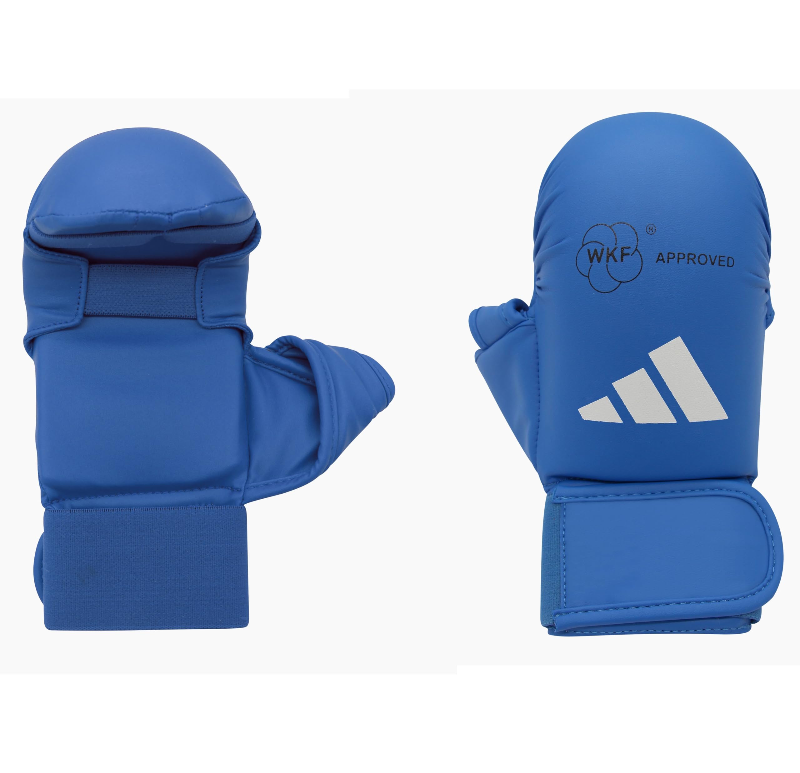 adidas WKF Karate Mitts with Thumb - Small, Blue - Foam Padding, Secure Elastic Closing, Lightweight Training & Sparring Gloves for Karate