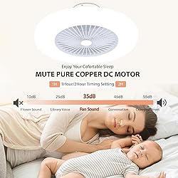 KAMLAM 24" Bladeless Ceiling Fan with Light, Low