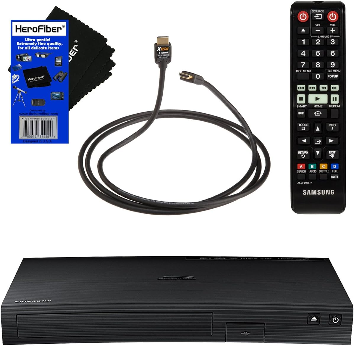 Samsung J5700 Curved Disk Blu Ray Player With Wi Fi Remote Control Xtech High Speed Hdmi Cable With Ethernet Herofiber Ultra Gentle Cleaning Cloth Electronics Amazon Com