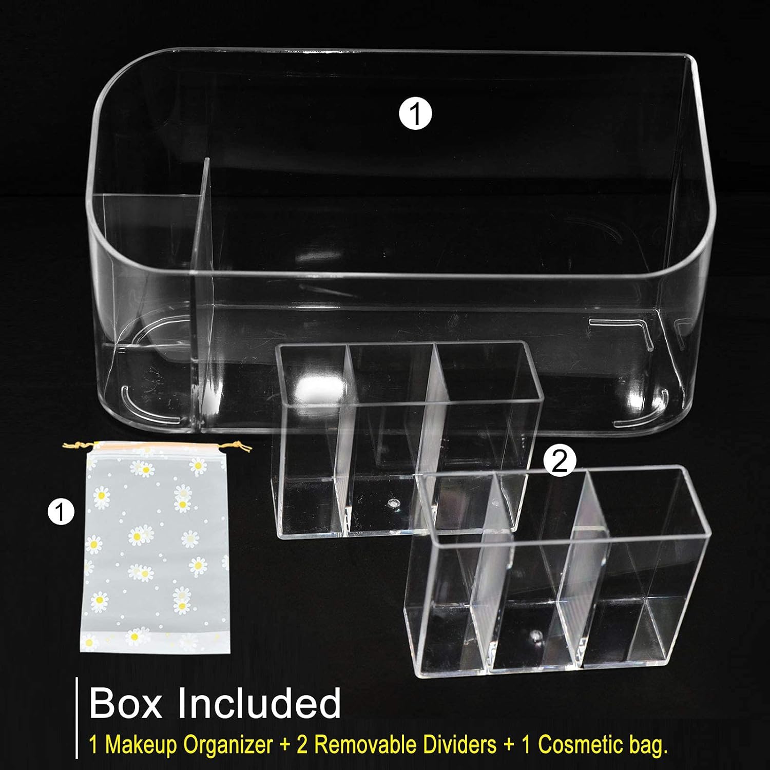 Clear Makeup Organizer for Vanity, Plastic Cosmetic Storage Display Case, 9 Spaces Compartments Palette Organizer Holders for Lipstick, Makeup Brush, Skin Care Products, Small: Home Improvement