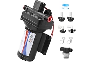 FEITON 6.5GPM 70PSI 12V DC RV Fresh Water Pump Self-Priming Diaphragm Pump Quiet Auto Stop&Start, with Pressure Switch and Strainer for Marine, Yacht, Caravan, Camper