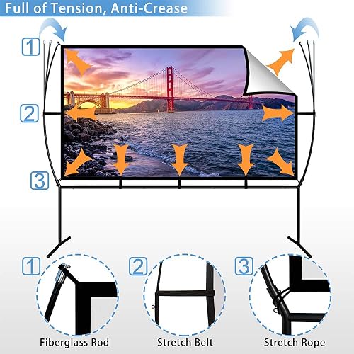 Amazon Prime Rope Order Screen Projector Screen With Ropes Hooks 100 Inch Portable Projector Screen ...