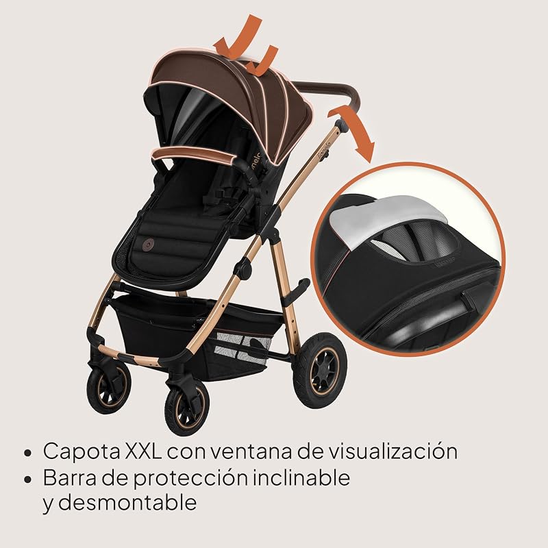 Amber Coche de bebé multifuncional 2 en 1 Conjunto silla de paseo con el Asiento de Cubo e Capazo Manillar regulable Bolsa Mosquitero Protector de lluvia