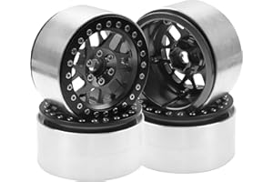 4Pack HIRCQOO Metal 2.2 inch Beadlock Wheel Rims 12 Hex Hubs Compatible with Axial SCX10 90046 SCX10-III Redcat Gen7 D90 Traxxas TRX4 Tamiya CC01 1/10 RC Crawler (Titanium)