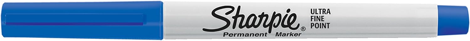 Sharpie 37003 Ultra-Fine Permanent Marker, Marks on Paper and Plastic, Resist Fading and Water, AP Certified, Blue Color, Pack of 12 : Sharpie Fine Markers : Office Products