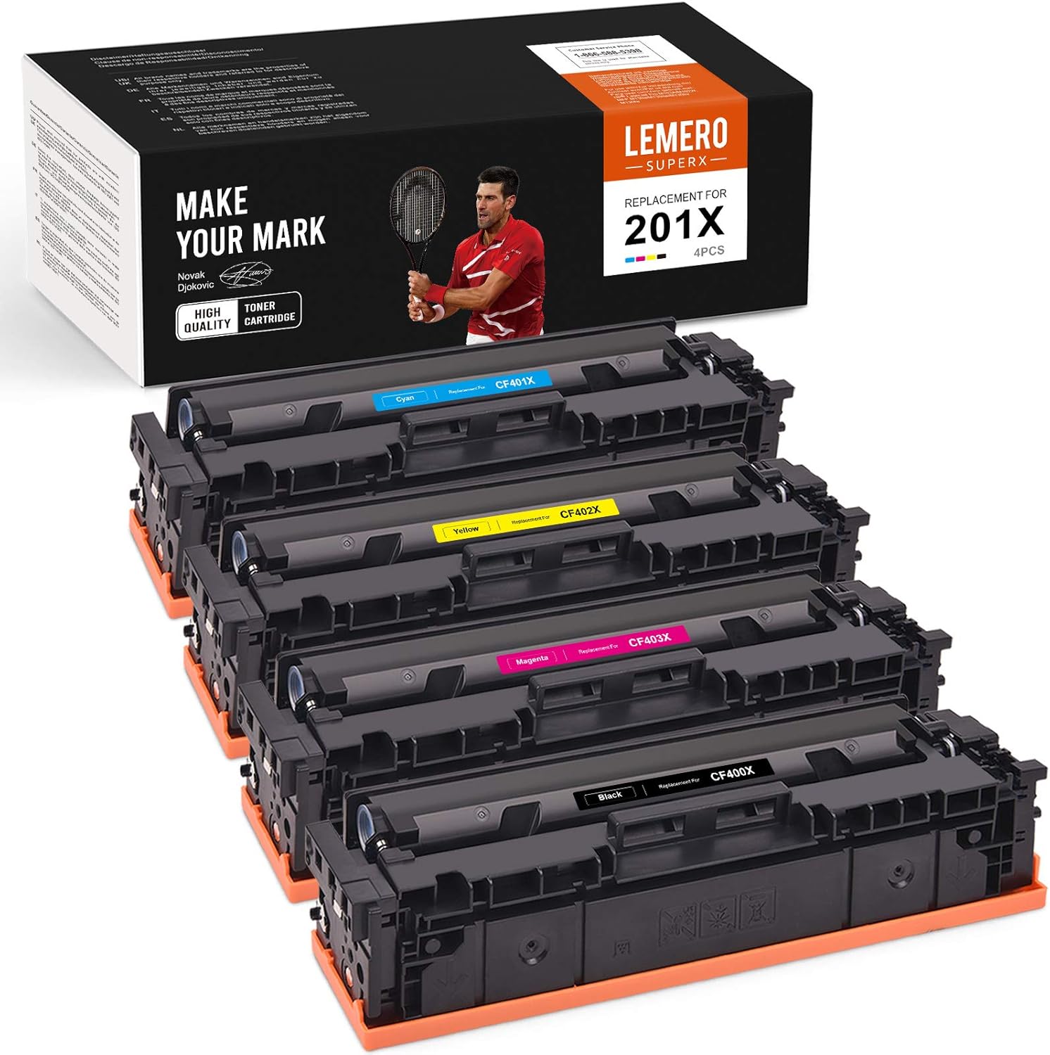 LemeroSuperx Compatible Toner Cartridges Replacement for HP 201X 201A CF400X CF401X CF402X CF403X Work for Color Laserjet M277dw M277n M252dw M277C6 (Black Cyan Magenta Yellow, 4 Pack)