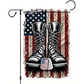 Starlit Patio Patriotic Military Boots Garden Flag 12x18 Inch Double Sided Honor Veterans Military Veteran Soldier Boots Cross America Yard Outdoor Decoration