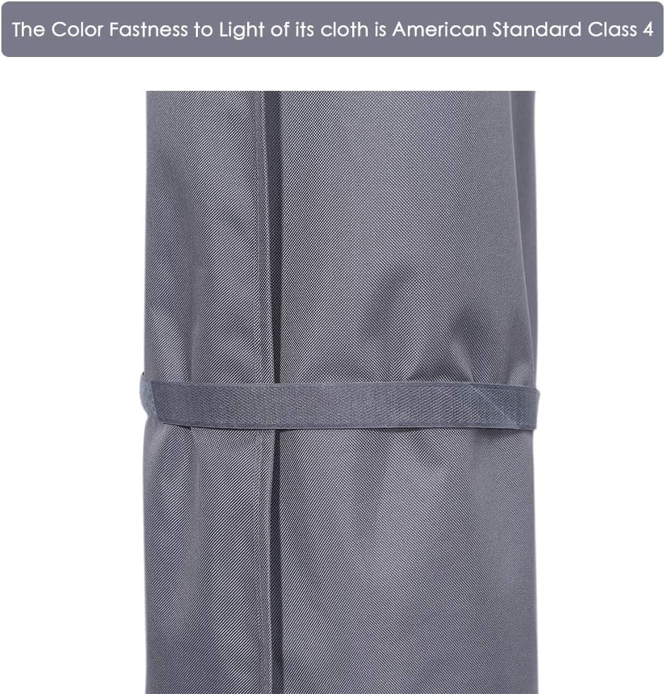 SUPERJARE Updated Patio Umbrella Cover with Rod for 7 to 11 Ft Umbrellas & 15 Ft Double-Sided Umbrellas, 600D Protective Waterproof Cover with Zipper, Gray: Kitchen & Dining