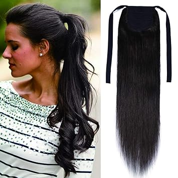 Amazon Com Binding Ponytail Extension Human Hair Long Straight
