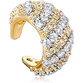 Ear Cuff Earrings for Women Non Piercing Clip On Chunky Earrings Cartilage Wrap Ear Cuffs 14k Gold Plated Cubic Zirconia Hypoallergenic Jewelry Gifts, Single