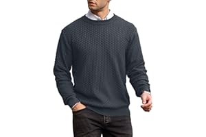 Zaitun Men's Crew Neck Sweater Waffle Knitted Casual Patterned Long Sleeve Pullover