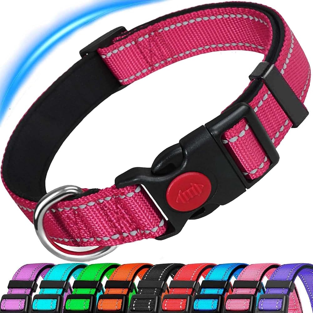 ATETEO Reflective Adjustable Dog Collar with Neoprene Padding 17.7-27.5 in