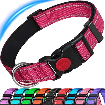 ATETEO Reflective Adjustable Dog Collar with Neoprene Padding 17.7-27.5 in