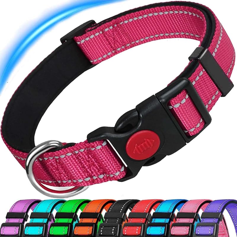 ATETEO Reflective Adjustable Dog Collar with Neoprene Padding 17.7-27.5 in